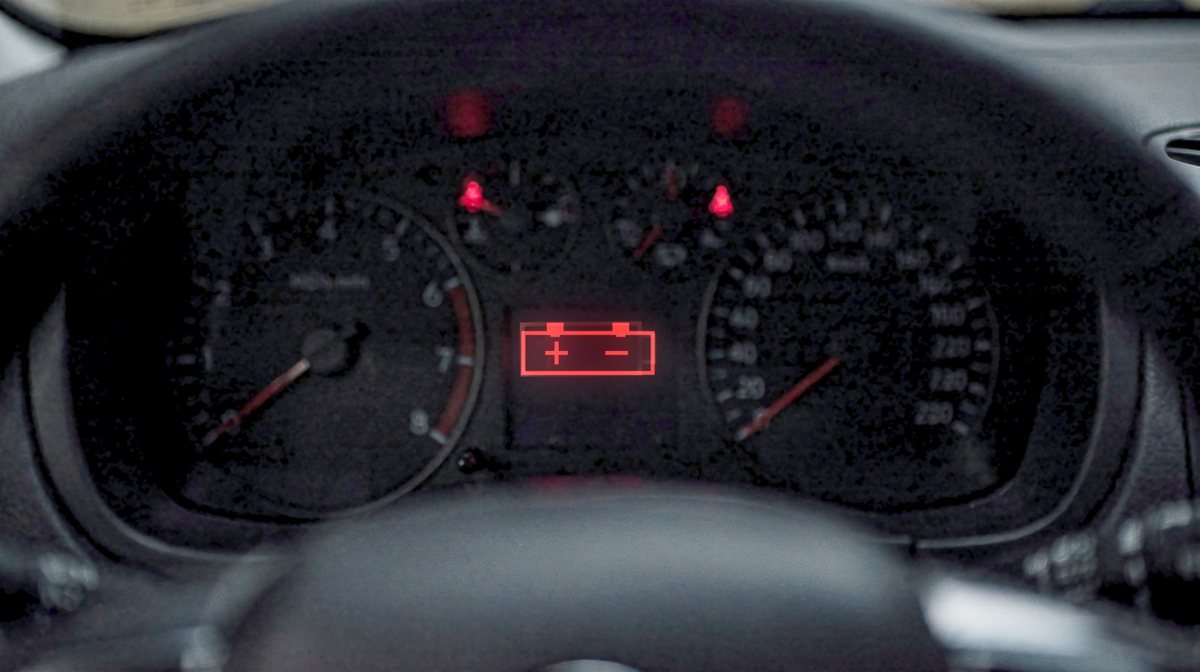 Painel apagado com a luz de bateria acesa fraca e o carro sem pegar